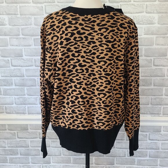 Marled Reunited Leopard Print Sweater NEW Plus 3X Long Sleeve Glam Classic - Picture 4 of 9